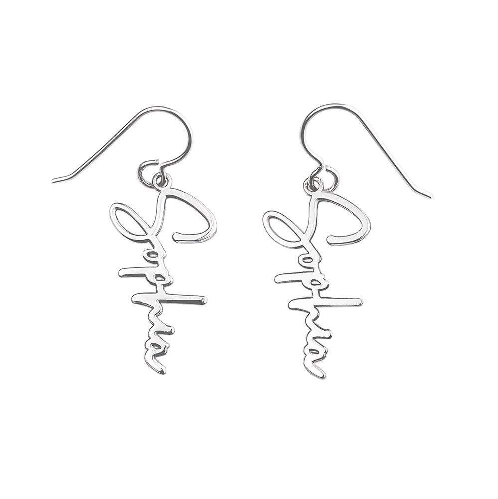 Modern Script Name Dangle Earrings