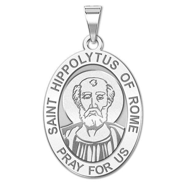Saint Hippolytus of Rome Oval Religious Medal