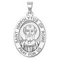 Saint Hippolytus of Rome Oval Religious Medal