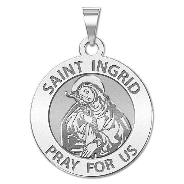 Saint Ingrid Round Religious Medal