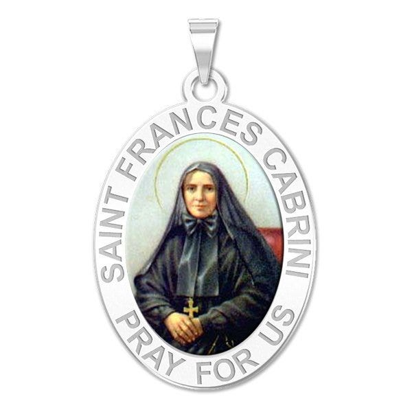 Saint Frances Cabrini Oval Religious Medal "Color"