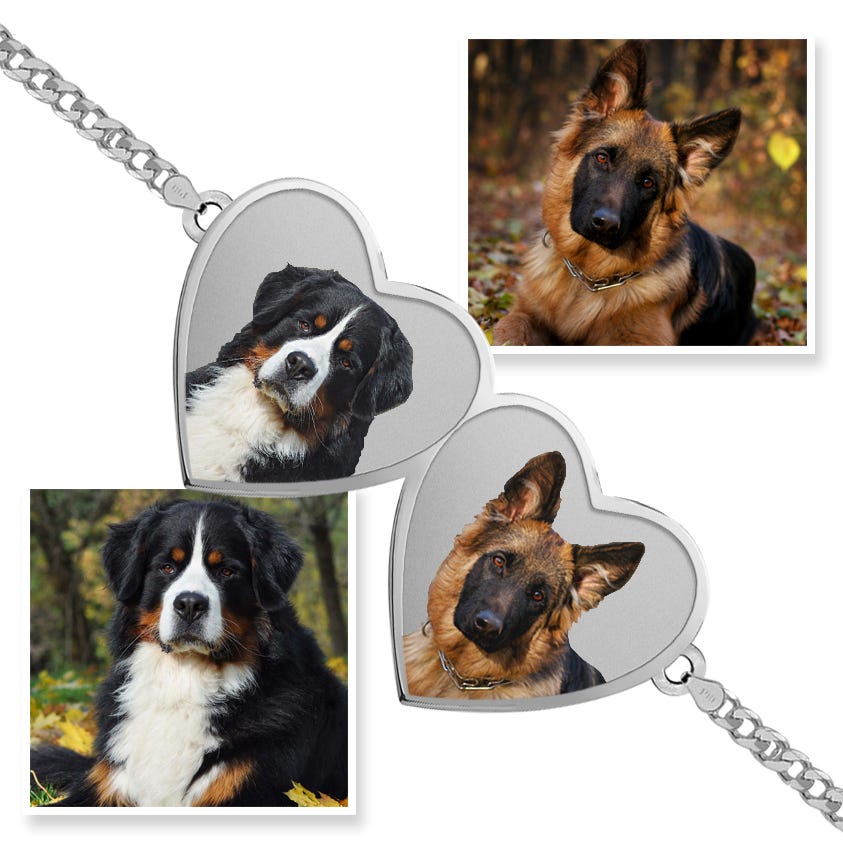 Double Hearts Photo Engrave Bracelet