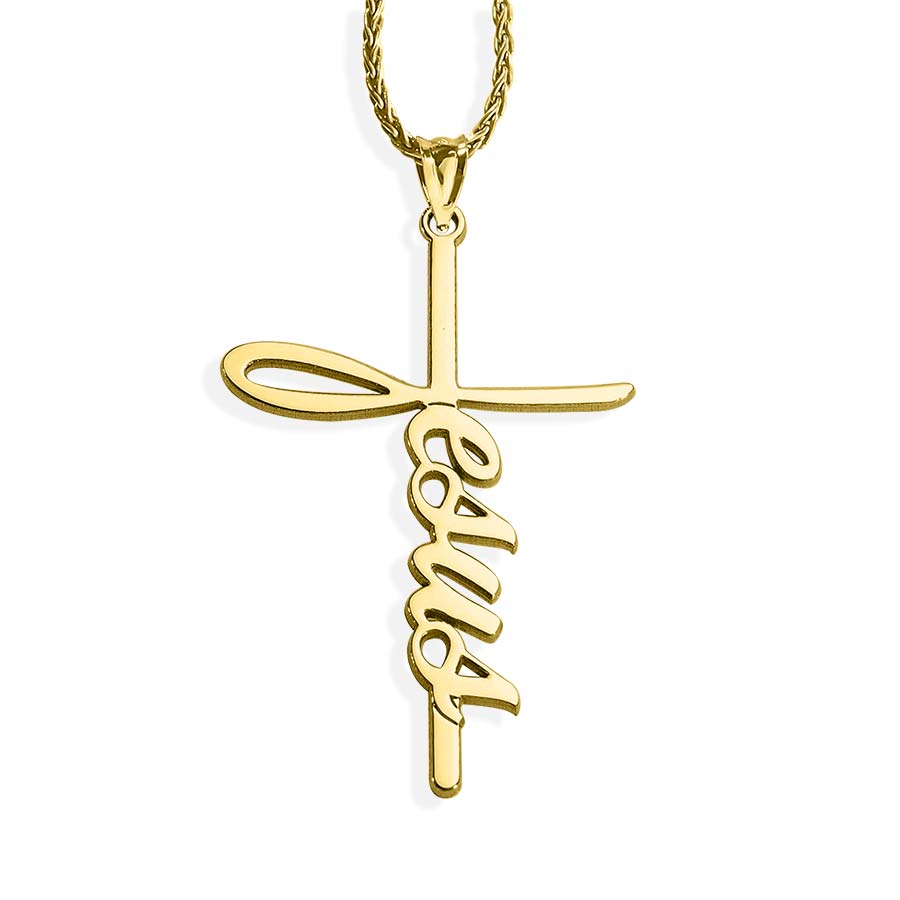 Jesus Script Cross Necklace