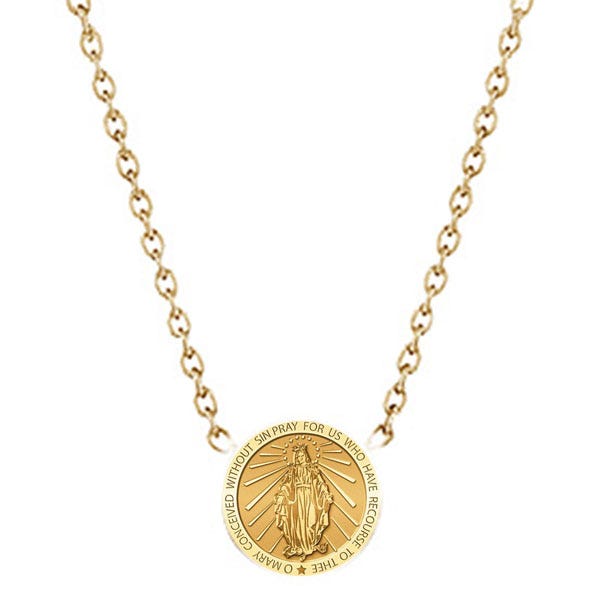Miraculous Medal Pendant With 18 Inch Chain
