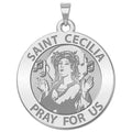 Saint Cecilia Round Religious Medal (Singing)