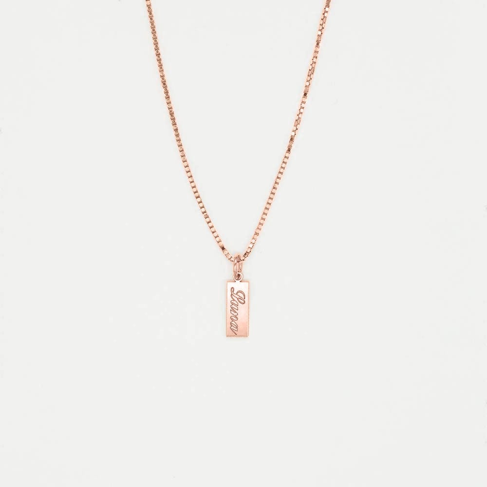 Dainty Name Tag Necklace with Box Chain