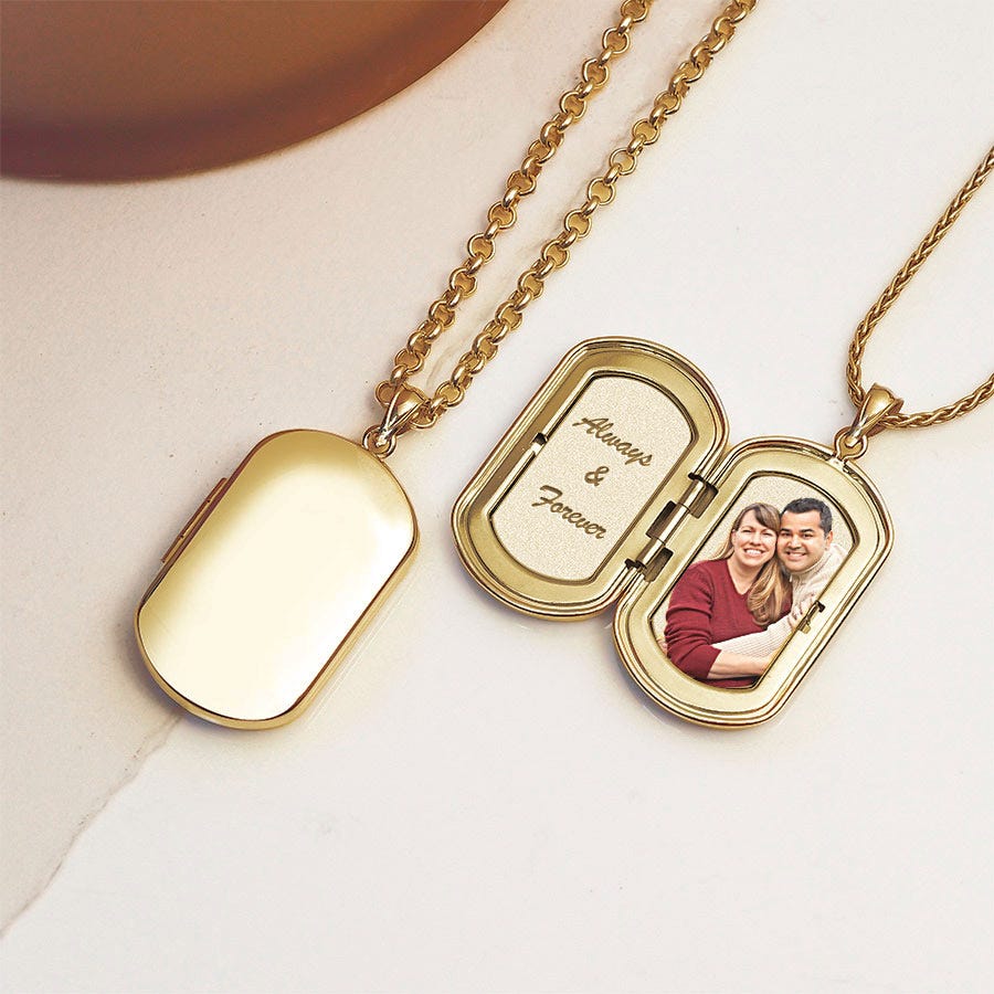 14K Gold Filled Dog Tag Photo Locket