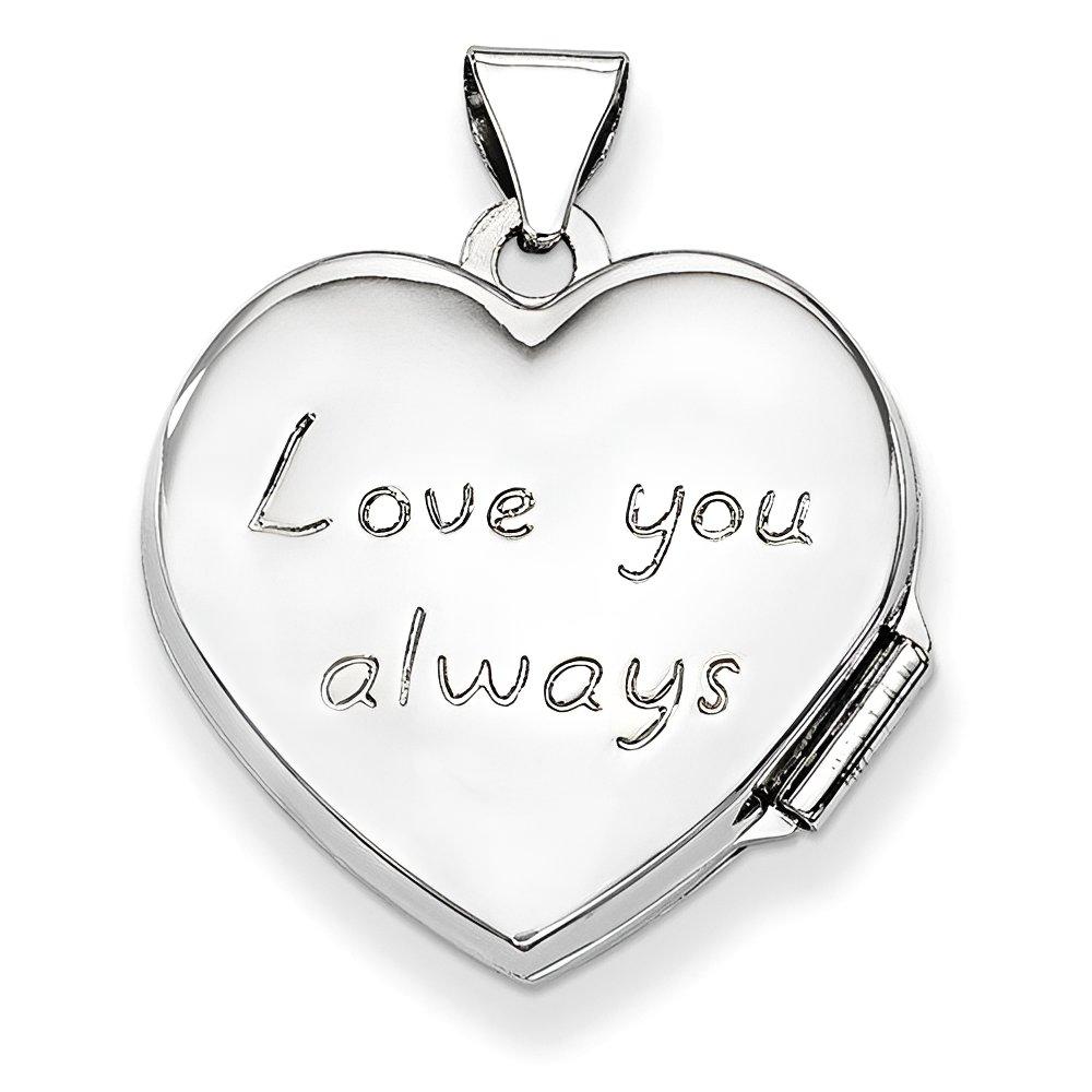 14K White Gold Floral Heart Photo Locket