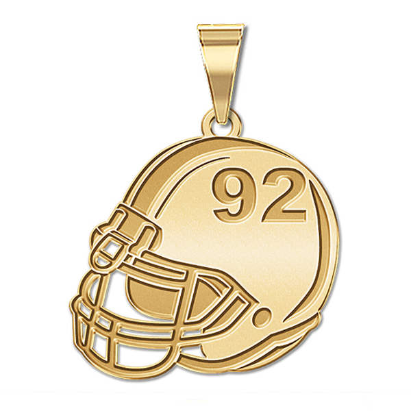 Custom Football  Helmet Pendant w/  Number