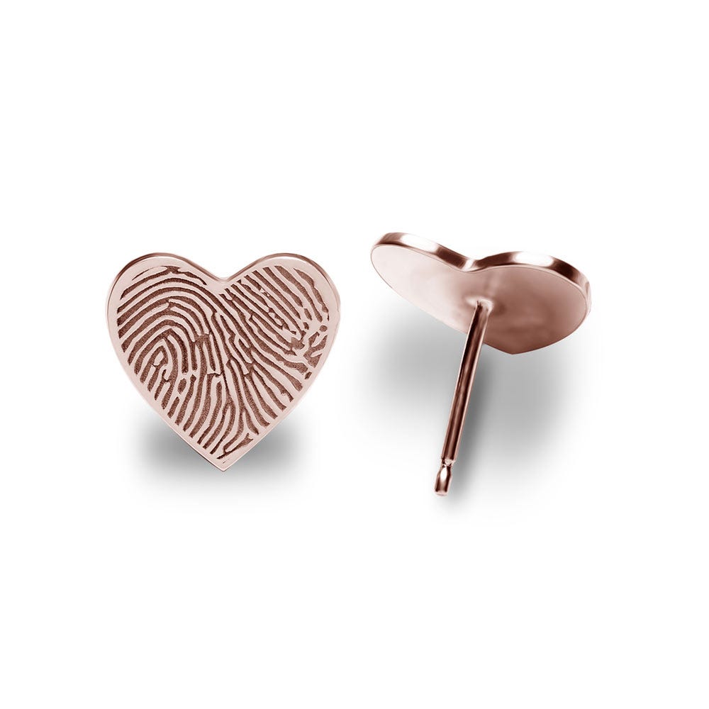 Custom Fingerprint Heart Earrings