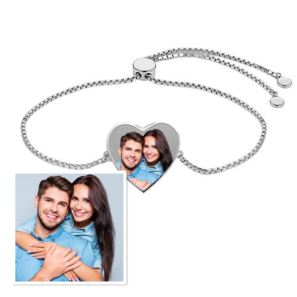 Women's Adjustable Photo Heart Bracelet