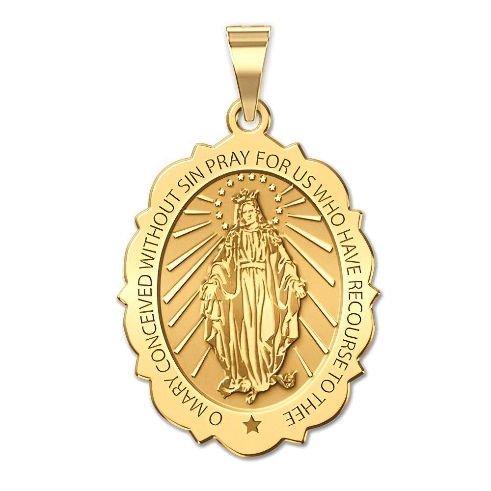Miraculous Medal Scalloped Oval
