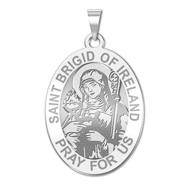 Saint Brigid Of Ireland Religious Medal Oval