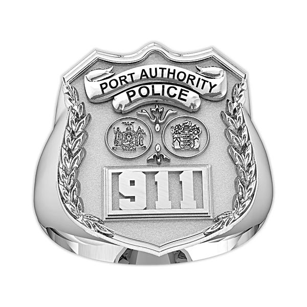 Ny/Nj Personalized Port Authority Police Badge Ring with Department