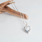 14K White Gold Roses Heart Photo Locket