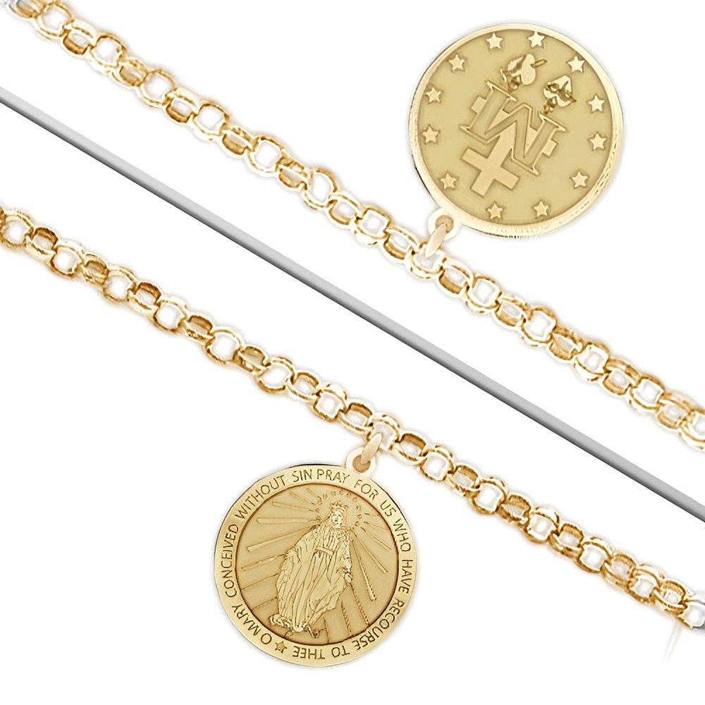 Double Sided Miraculous Medal Religious Anklet