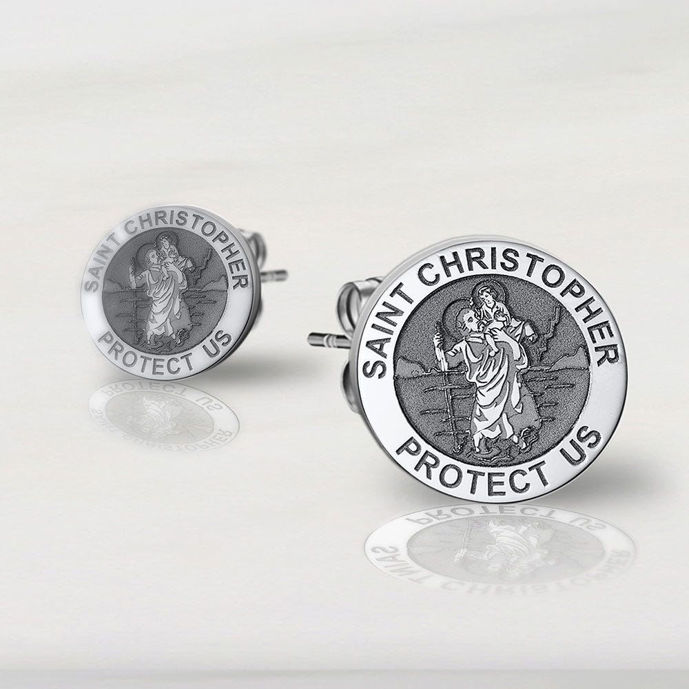 Saint Christopher Protect Us Earrings
