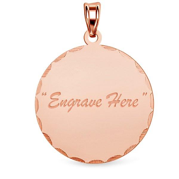 Round with Diamond Cut Edge Engraved Pendant