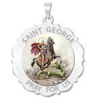Saint George Scalloped Round Religious Medal "Color