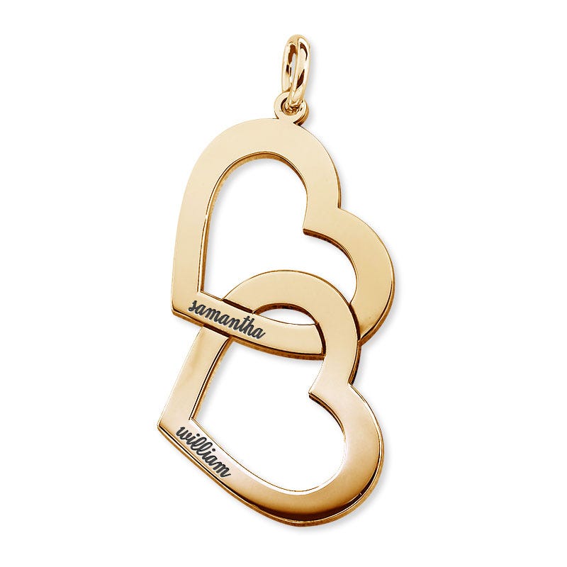 Interlocking Double Heart Name Necklace with Chain
