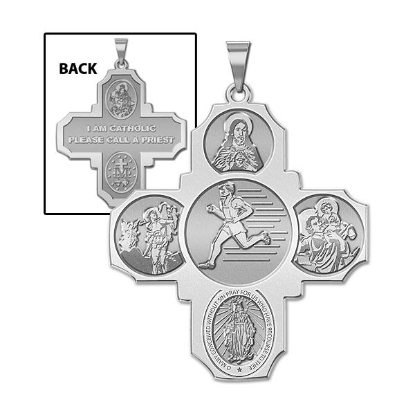 Four Way Cross - Track Male Religious Medal
