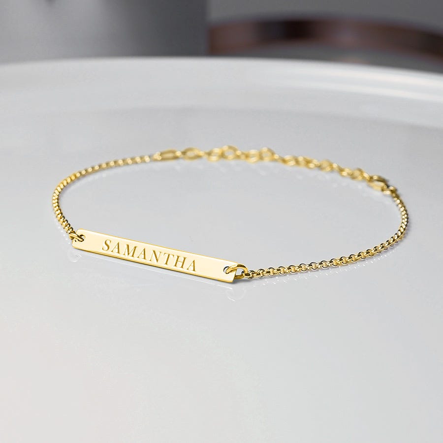 Dainty Thin Name Bar Bracelet