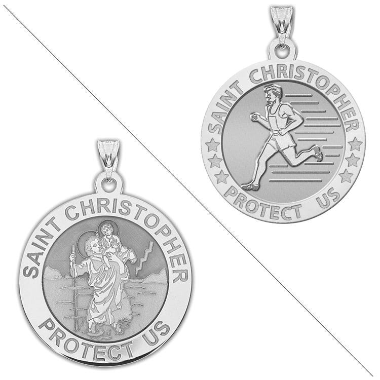 Men's Track & Field - Saint Christopher Doubledside Sports Religious Medal