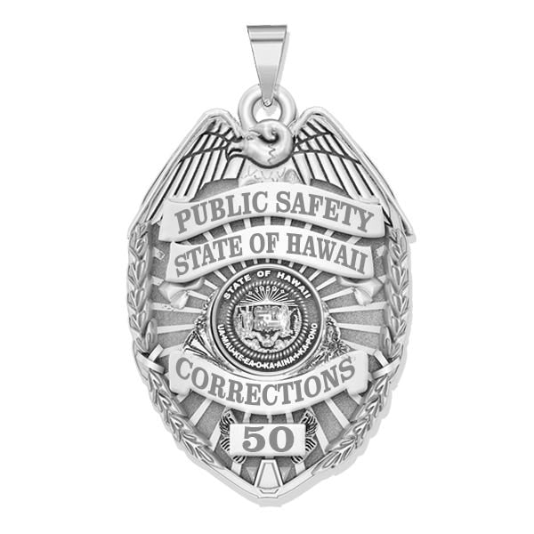 Personalized Hawaii Corrections Badge with Your Rank and Number