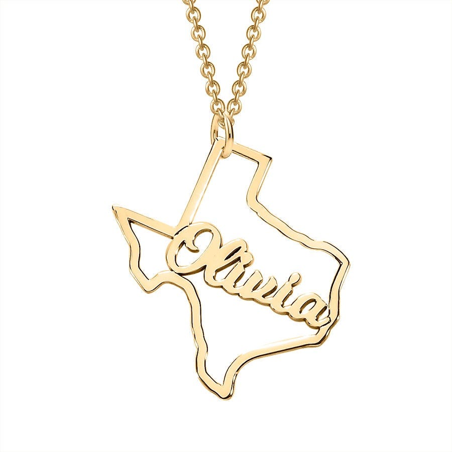 Personalized Texas State Pendant with Name