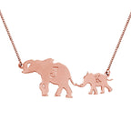Personalized Interlocking Elephant Initials Necklace