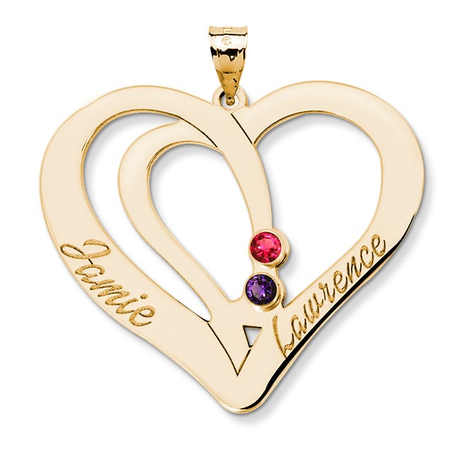 Personalized Couple's Heart Pendant with Birthstones