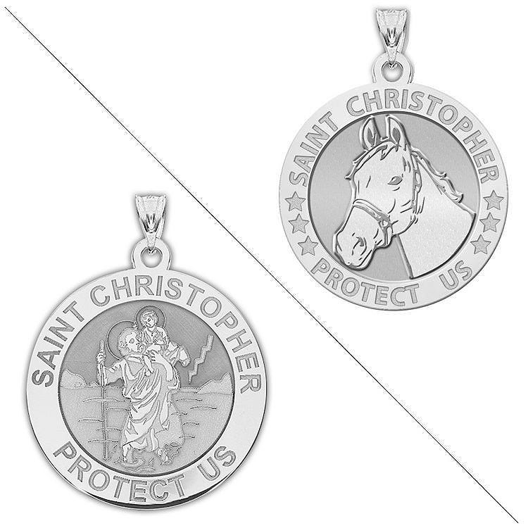 Equestrian And Horseback Riding - Saint Christopher Doubledside Sports Religious Medal