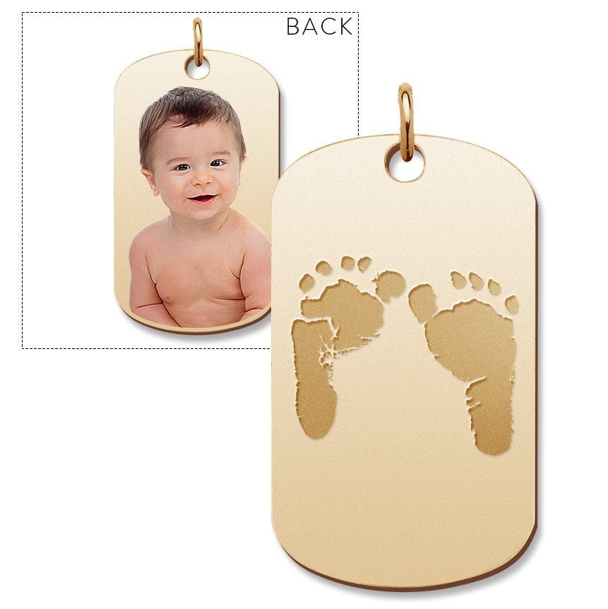 Custom Footprint Dog Tag Charm or Pendant