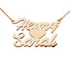 Stacked Script Name Necklace with Heart