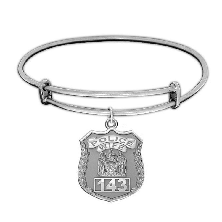Police Wife Personalized Police Badge with Your Number Expandable Bracelet