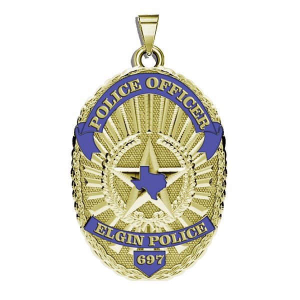 Personalized Texas Elgin Police Badge with Your Rank and Number