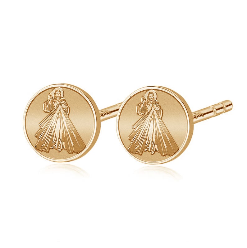 Divine Mercy Jesus Stud Earrings