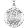 Saint Cecilia Round Religious Medal (Violin)