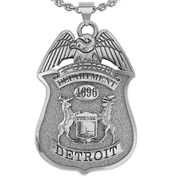 Personalized Police Badge Necklace or Charm - Shape 8