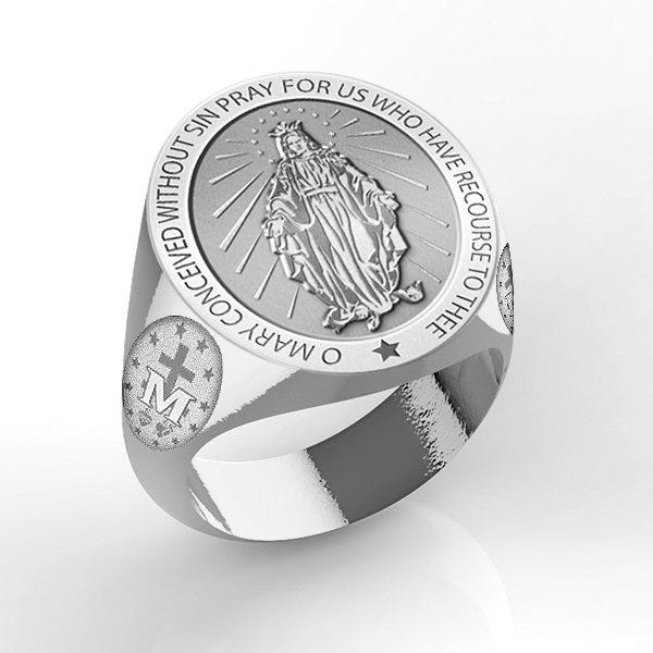 Miraculous Medal Virgin Mary Ring