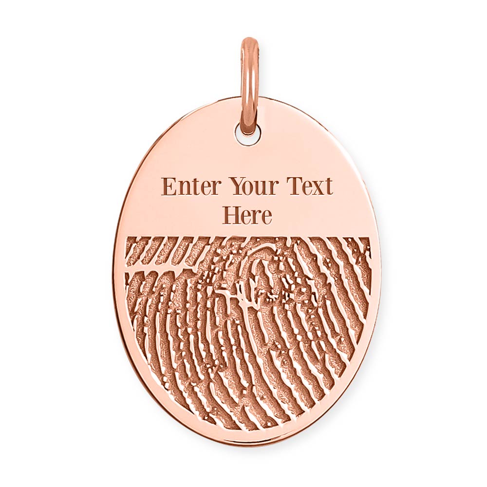 Custom Fingerprint Oval Charm or Pendant with Text