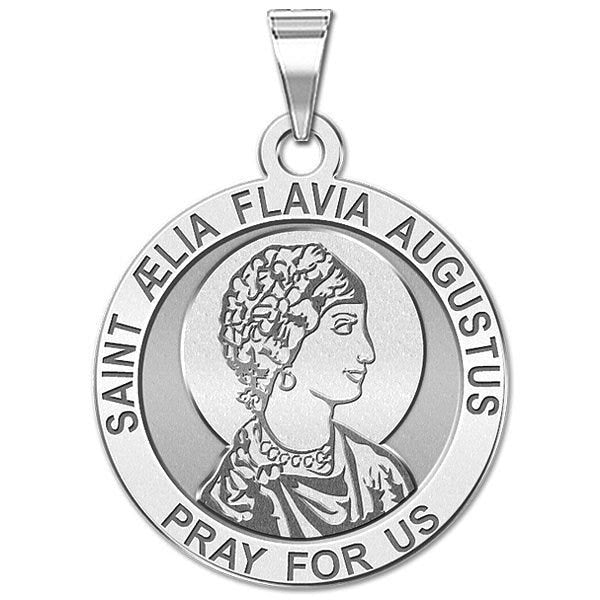 Saint Aelia Flavia Augustus Round Religous Medal