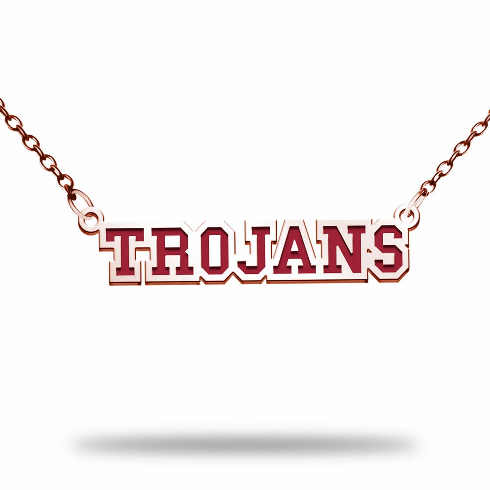 Usc Color Enamel Block Trojan Necklace
