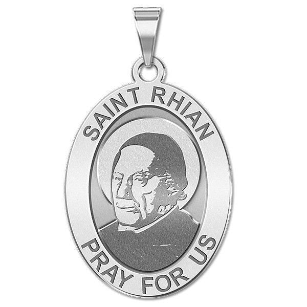 Saint Rhian - Oval Religious Medal