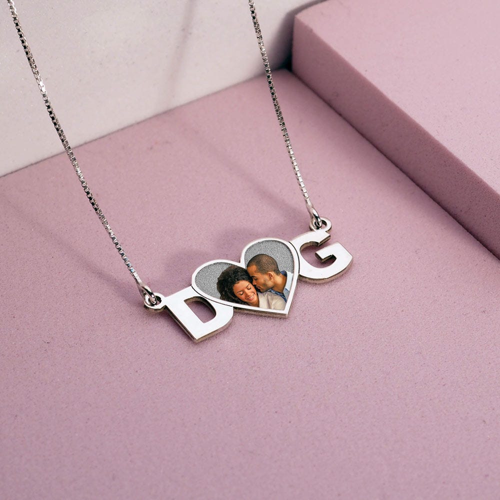 Initial Photo Heart Pendant