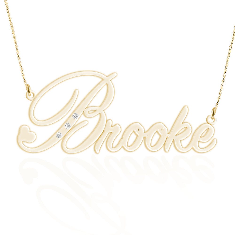 Script Name Necklace with 3 Diamonds