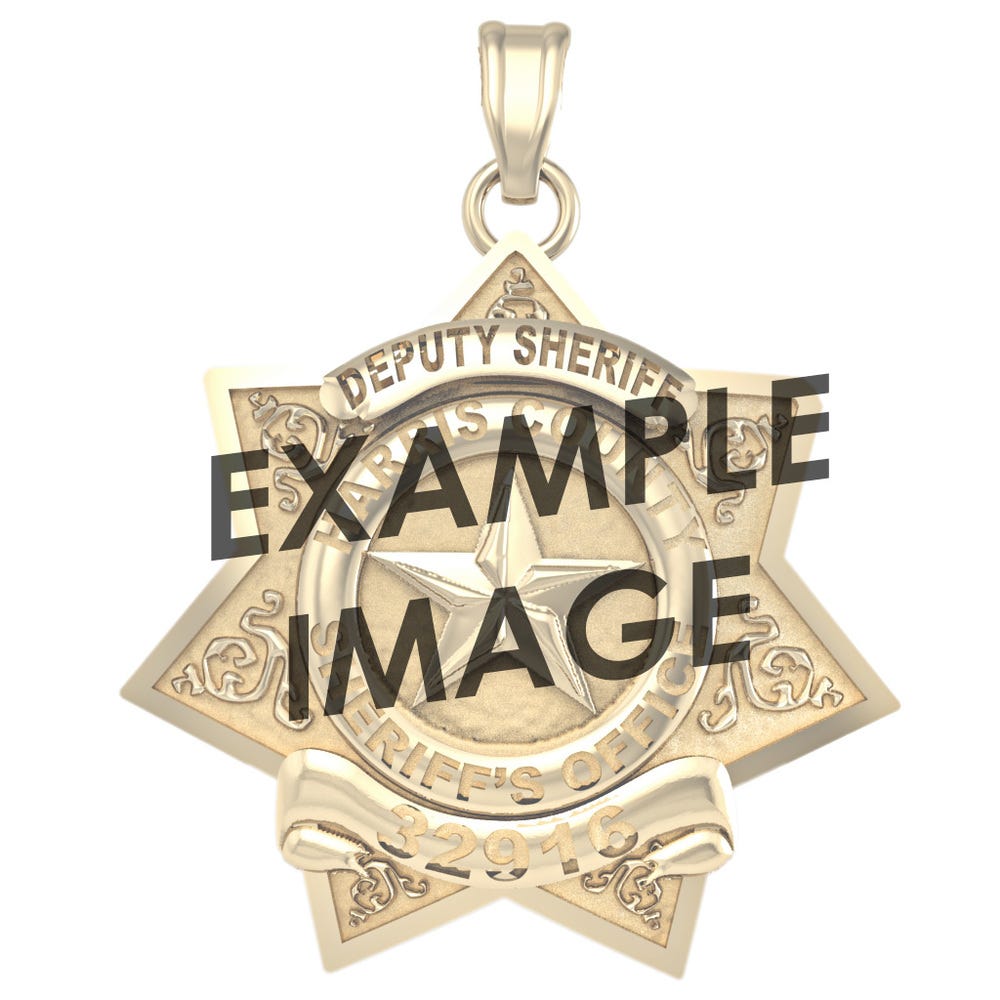 Personalized Sheriff Badge Pendant with Your City Seal, Rank, Department, Name or Number