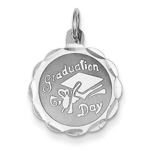 Floral Shaped Diamond-Cut Graduation Pendant Charm