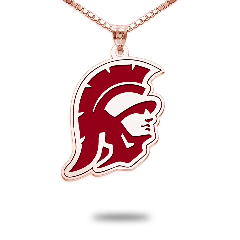 Usc Color Enamel Trojan Head Necklace
