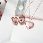 Rose Gold Plated Floral Heart Photo Locket